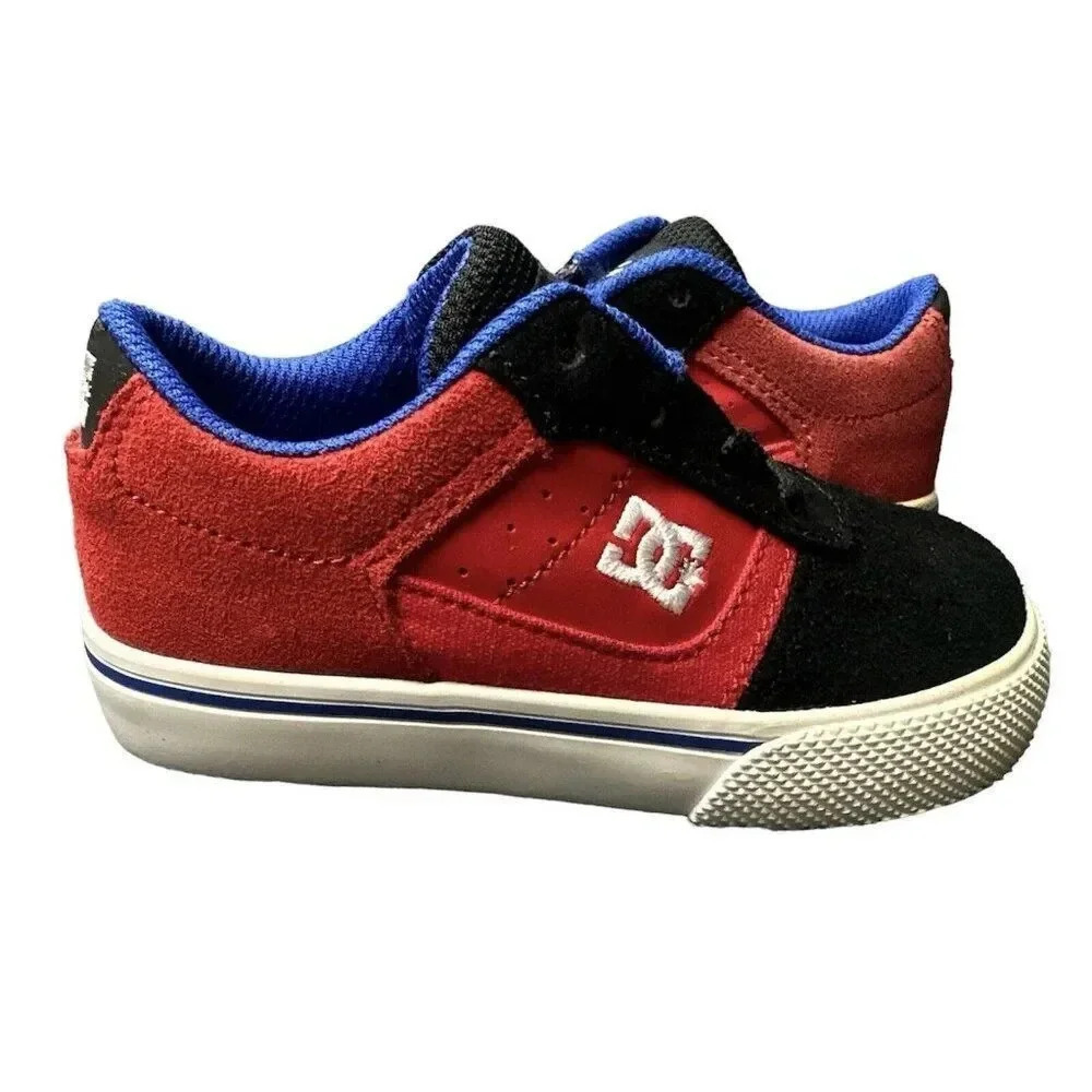 DC Cole Pro Black Red Leather Suede Skate SHOES Kids Toddler Size 6 Snea…